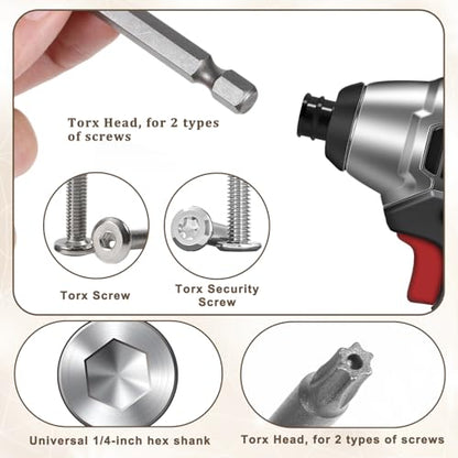 11 Pcs Security Torx Bit Set Tamper Proof Torx Bit Set, Magnetic Star Screwdriver Bits Sets, S2 Steel 1/4 Hex Shank Torque Security Bits T6-T40, 4 Inch Length for Deeper Work