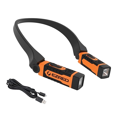 EZRED NK15-OR ANYWEAR Rechargeable Neck Light for Hands-Free Lighting, Orange, Perfect Light for Mechanics, Camping, Hunting, DIY Projects, Reading - color: Orange
