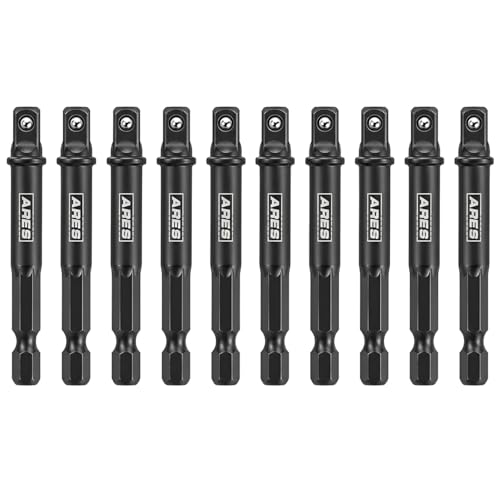ARES 70384-10-Piece 1/4-Inch Drive 3-Inch Impact Grade Socket Adapter Set - Turns Impact Drill Driver into High Speed Socket Driver - size: 1/4-Inch Drive 3-Inch