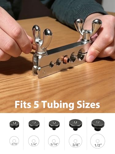 Brake Line Flaring Tool Kit, Double & Single 45° Flare Tool with Tubing Cutter, 5 Adapters 3/16"-1/2", for Copper Aluminum Brass Soft Steel Tubing - size: MU-FTK-300