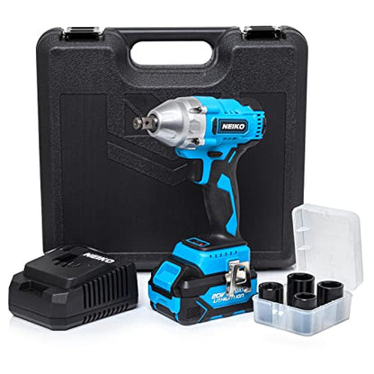 NEIKO 10883A Brushless Cordless Impact Wrench 1/2 Inch-Drive, 20-Volt Compact Impact, Cordless Power 1/2" Impact Gun for Car Tires w/Li-Ion Battery & Fast Charger, High Torque Electric Automotive Gun - style: 1/2" Brushless Impact Wrench