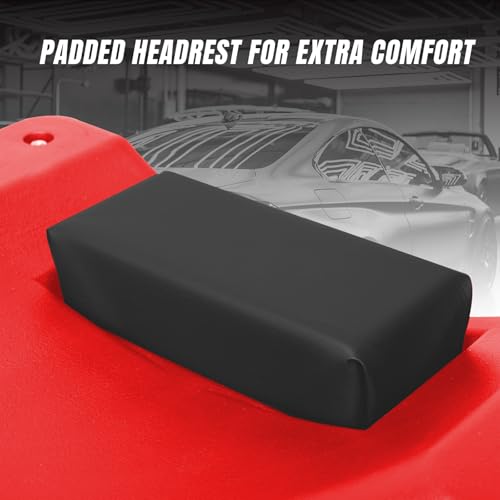 Big RED Torin Blow Molded Plastic Rolling Garage/Shop Creeper: 40" Mechanic Cart with Padded Headrest, Dual Tool Trays and 6 Casters, Red - style: Plastic Creeper