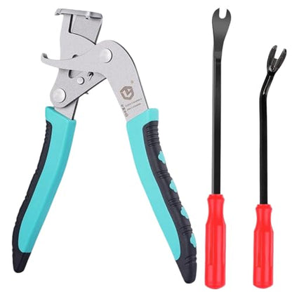 Car Clip Pliers, Panel Clip Removal Tool with 2Pcs Stainless Steel Fastener Remover for Disassembling Automotive Interior, Door Panel Dashboard, Buckles, Plastic Trim Clips, Rivets - color: 1set