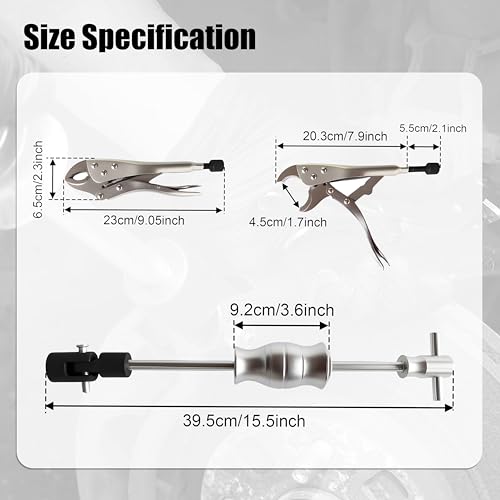 SGT Locking Pliers Slide Hammer Set, Vise Grip Slide Hammer Puller Set | 9.8 in Locking Pliers 2 lb Slide Hammer With Quick Release Swivel Connector, Removing Nails Bolts Pins Seals and CV Axles