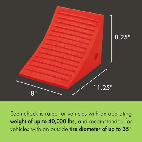 Checkers One Large Wheel Chock for 27-35" Tires, Heavy Duty Wheel Chocks for Semi Trucks, Utility, Tractor Trailer, 40k lb Load Capacity, Made in The USA, Polyurethane, UC1600