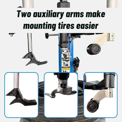 KATOOL ME 2.0HP Tire Machine Combo Double Assit Arm Bead Blaster Tire Changer Machine Wheel Balancer Machine(Blue) - color: Blue