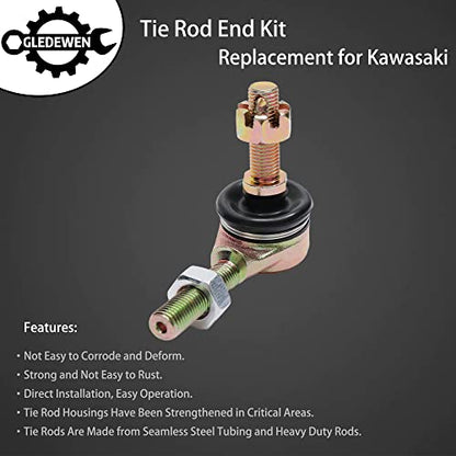 Tie Rod End Kit, Fit for 88-02 Kawasaki Bayou 220 Klf220, 03-11 250 Klf250 | Ball Joint Set, ATV UTV Part Accessories, 2 Tie Rods and 4 Tie Rod Ends - size: Kawasaki