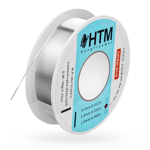HengTianMei Tin Lead 63/37 Rosin Core Low Temp Solder Wire For Electronics Components And DIY repair(0.8mm/50g) - size: 0.8mm/50g