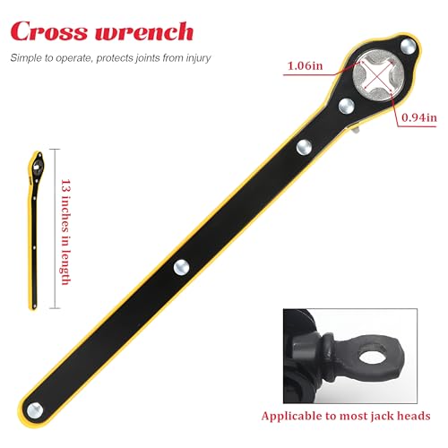 Car Jack Ratchet Wrench, Labor-Saving Long Handle Automotive Scissor Lug Wrench, Forward Reversal Knob Vehicle Lift Speed Jack Ratchet Tool, Universal for Truck Motorcycle SUV