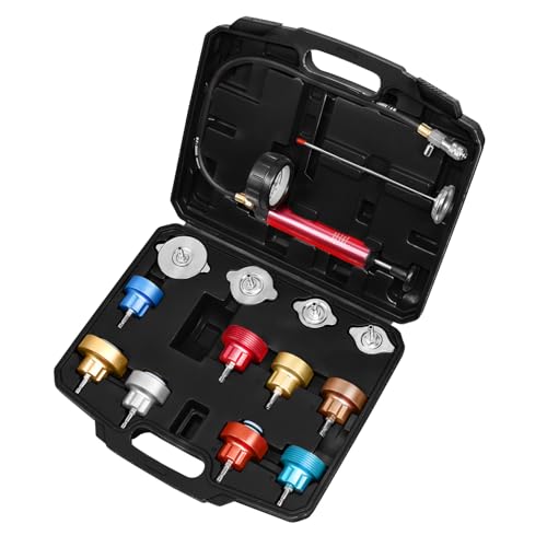 JIFETOR 14PCS Radiator Pressure Tester Tool Kit with Aluminium Pump and Metal Adapters, Black - color: Black Case