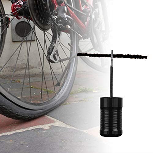 Oumers Tubeless Bike Tire Repair Tool Kit, Bike Tire Punctures with 5PCS Bacon Strips Plus Insertion Tool Tire Repair Fork Reamer - color: 5-black