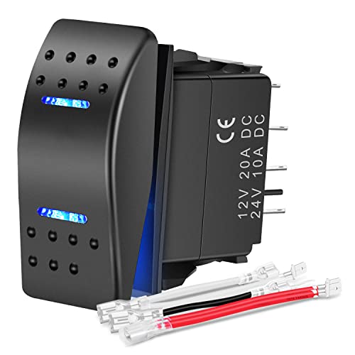 Nilight Waterproof Rocker Switch Toggle ON/Off/ON DPDT 7Pin 12V 24V Jumper Wires Winch Pump for Cars Trucks Caravans Boats RV SUV ATV UTV - color: ON Off ON Switch