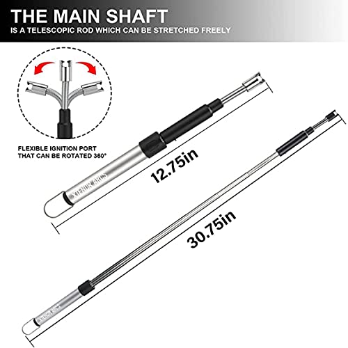 V2 Extendable 2.5 Feet. Arc Extra Long Lighter, Flameless Fireplace Stove Electric Candle Lighter, Long Neck for Pilot Light, Grilling, Firepit, Kitchen, BBQ (Silver) - color: Silver