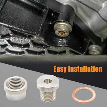 12mm Kit Steel Bung & Steel Plug + Washer Kit Transmission Sump Drain Plug Oil Pan Drain Plug (Weld In)