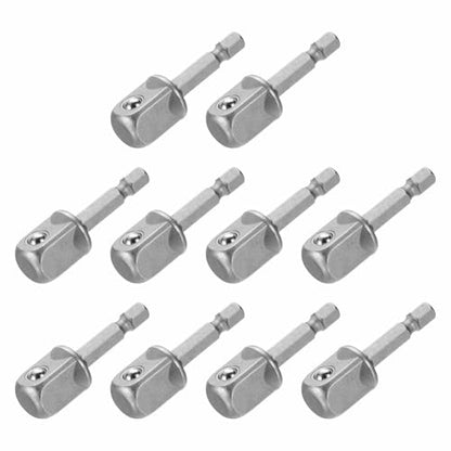 HARFINGTON 10pcs Impact Socket Adapter 1/2" Square Drive 1/4" Hex Shank 2" Long Extension Bit for Axle Nut Driver Drill Socket Sets - size: 1/2" x 2"
