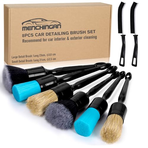 Car Detailing Brushes Set, 8-Piece Auto Detail Cleaning Brush Tool Kit in Ultra-Soft/Middle/Hard, Crevice Brush for Car Interior & Exterior, Leather, Air Vents, Emblems, Wheels Wash & Care - style: STYLE-A