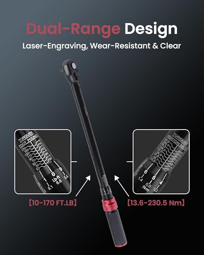 1/4 3/8 1/2 Inch Torque Wrench Sets, 10-170 FT.LB, 5-50 FT.LB, 20-240IN.LB, ±3% Precision 3 Pcs Click Torque Wrench Kit, 72-Tooth Dual Scale for Automotive, Bicycle, Motorcycle, DIY Projects - size: 3PCS Set (10-170 FT.LB & 5-50 FT.LB & 20-240IN.LB), styl
