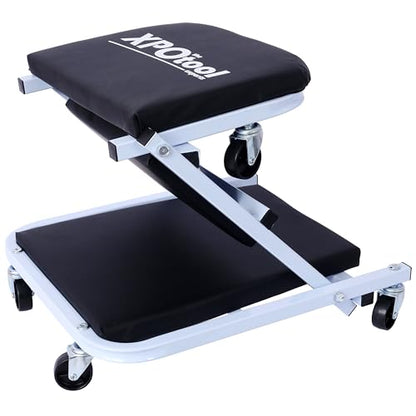 Mechanic Creeper Seat - 2-in-1 Low Profile Garage Creeper Stool with 6 Wheels, 300 lbs Capacity, for Car Repair & Shop Tools (Black) - color: Black