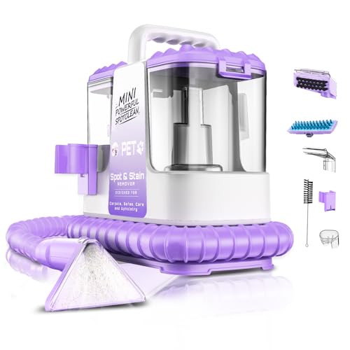Portable Carpet & Upholstery Cleaner Machine for Pets, Deep Stain Remover with Powerful Suction, Spot Cleaner for Couch, Sofa, Rug, Car Interior & Pet Messes, Dual Tank Portable Carpet Cleaner - color: Purple