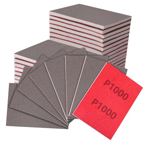 24Pcs Sanding Sponge 1000 Grit Wet Dry Soft Foam Hand Sander Block | 3x4 Inch Soft Foam Conforms to Curves and Edges, Hook and Loop Backing, Ideal for Wood Metal Furniture - size: 24pcs 1000 Grit, style: Aluminum