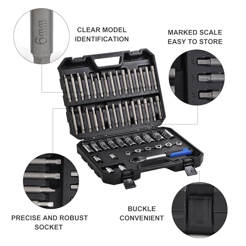 50PCS Shock Absorber Strut Nut Socket Set for Strut mounts, Shock Absorbers and Struts