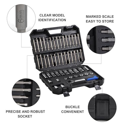 50PCS Shock Absorber Strut Nut Socket Set for Strut mounts, Shock Absorbers and Struts