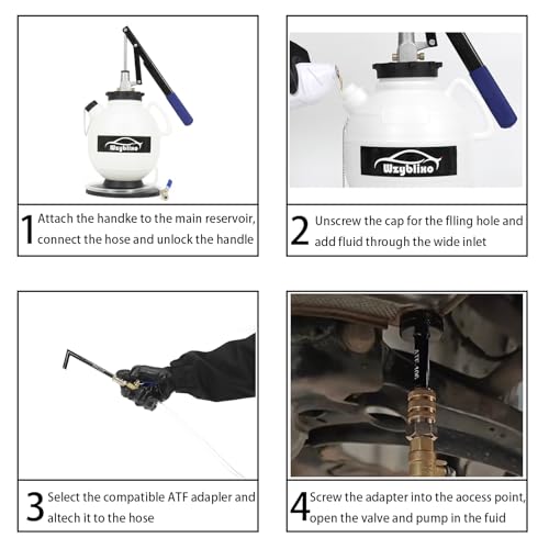 7.5L Transmission Fluid Pump Kit with 15 ATF Adapters, 2 Gallon Manual ATF Refill Kit,Transmission Fluid Transfer Pump (Blue) - color: blue