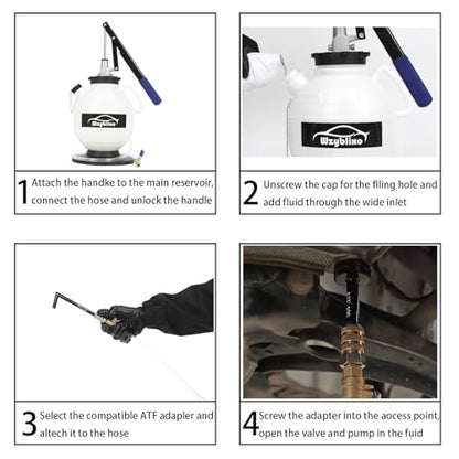 7.5L Transmission Fluid Pump Kit with 15 ATF Adapters, 2 Gallon Manual ATF Refill Kit,Transmission Fluid Transfer Pump (Blue) - color: blue