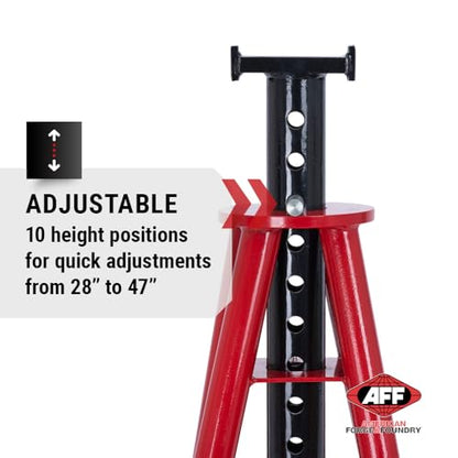 AFF 10 Ton Pair of Jack Stands, Heavy Duty, Pinlock for Trucks & Equipment - size: High Height