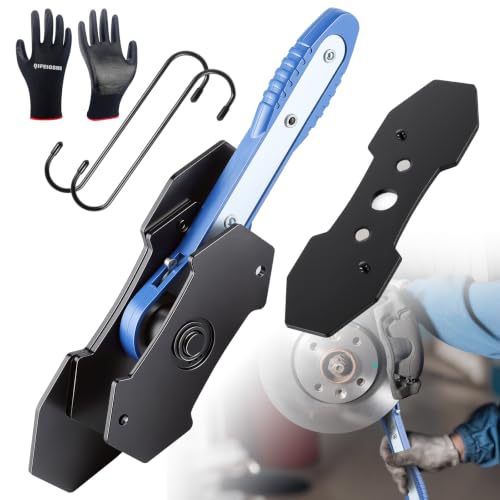 Brake Caliper Compression Tool, 4-in-1 Universal Disc Caliper Tool, 360° Swivel Ratcheting Compressor for Automotive Brake Repair and Installation, Includes 2 Rubber Hooks and Gloves (Blue) - color: blue