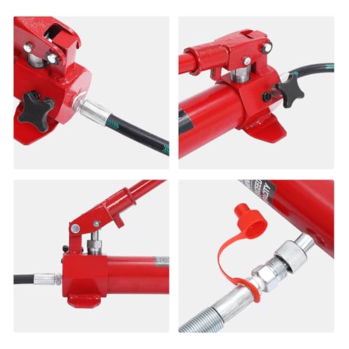 GarveeTech 10 Ton Porta Power Kit with Wheeled Storage Case, Hydraulic Jack Kit Ram Pump & 4.6 Ft/1.4 m Oil Hose for Automotive, Garage, Farm, Heavy Equipment