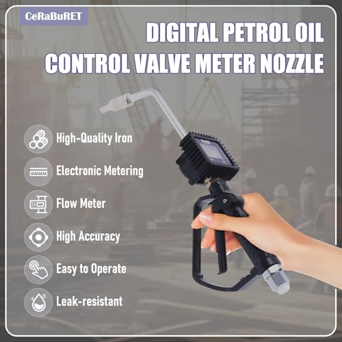 Heavy Duty Air Operated Oil Transfer Pump Digital Oil Fluid Dispenser Pump Control Valve Meter Nozzle, Electronic Metering Oil Gun Refueling Gun Tool for Refueling Trucks (US Stock) - color: Style-B
