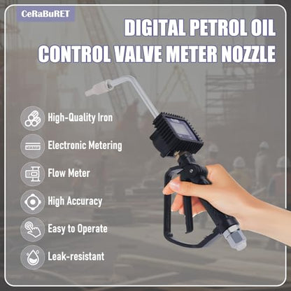 Heavy Duty Air Operated Oil Transfer Pump Digital Oil Fluid Dispenser Pump Control Valve Meter Nozzle, Electronic Metering Oil Gun Refueling Gun Tool for Refueling Trucks (US Stock) - color: Style-B