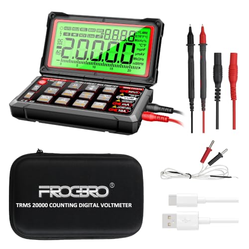 TRMS 20000 Counting Digital Voltmeter with NCV Function, Auto Multimeter Tester, Measurement of Voltage, Current, Resistance, Diode, Temperature, Car Dwell Angle, Engine Speed, Pulse Width