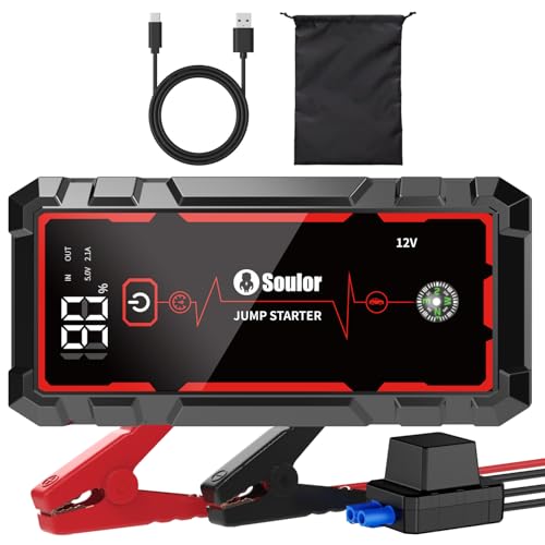 Car Battery Jump Starter Battery Jumper Starter Portable 6000A | Jump Pack With Quick Charge Power Bank, 3 Modes Flashlight, Compass And 12V Jumper Cable Up To 10.0L Gas And 10.0L Diesel - color: 6000A+Storage Bag