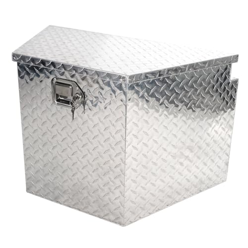 29" x 17" x 18" Aluminum Trailer Tongue Tool Box with Lock & Keys | Trailer Storage Tool Chest with Gas Strut for Pick Up Truck Bed RV ATV, Weather-Resistant - color: Silver, size: 29" x 17" x 18" - Diamond