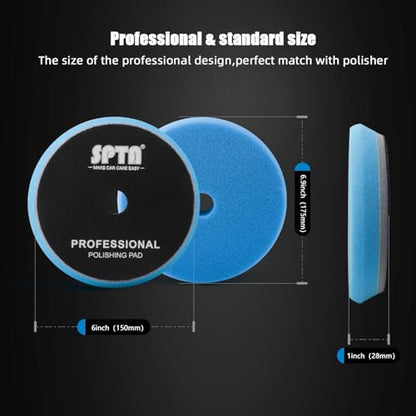 SPTA HD Buffing Polishing Pads, 5 Inch Orbital Buffer Pads Hook and Loop Buffing Pads, Foam Polish Pad 5 Grits from Coarse to Fine for 5 Inch DA Rotary Polisher Compounding, Polishing and Waxing - size: 5 Inch (125mm)