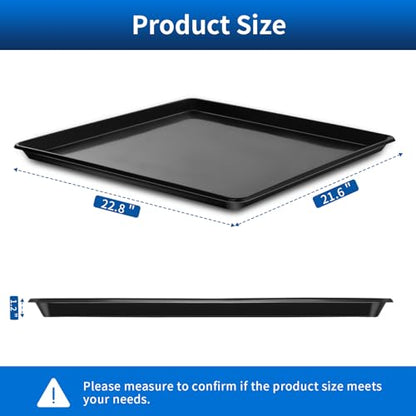 2Pcs Large Oil Drip Pan for Under Car, 22.8" x 21.6" x 1.6", Black | Heavy Duty Plastic Oil Catch Pan, Waterproof Leak-Proof Reusable,Oil Catch Pan Replacement Tray for Keep Garage Floor Clean