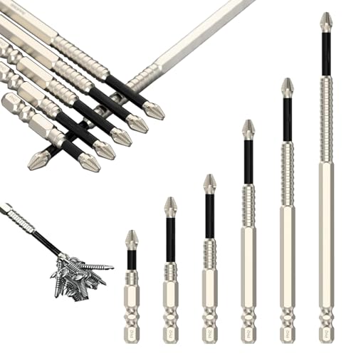 1 Set High Magnetic Screwdriver Drill Bit Set,K5 Impact Resistant Non Slip Bit,Anti-Slip Magnetic Screwdriver Bit Set,25 50 65 70 90 150mm - color: 1Set-6pcs