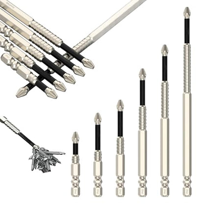 1 Set High Magnetic Screwdriver Drill Bit Set,K5 Impact Resistant Non Slip Bit,Anti-Slip Magnetic Screwdriver Bit Set,25 50 65 70 90 150mm - color: 1Set-6pcs