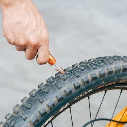 Granite Suture Tire Plug Kit, Compact Tubeless Flat Bicycle Tire Repair Kit with 2 Size Tire Plugs, Fix Mountain Bike and Road Bike Tire Punctures - color: Black