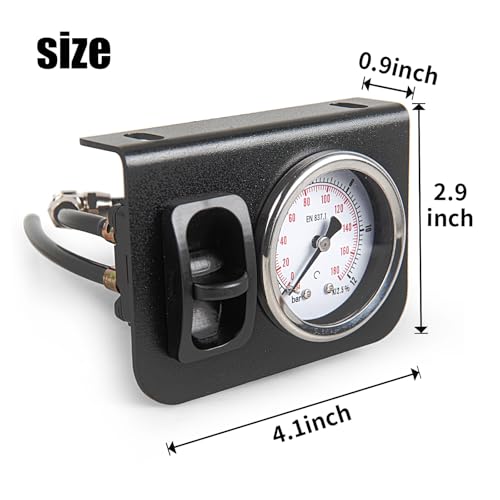 Air Gauge Control Kit in-Cab Single Panel Paddle Valve Switch with Quick Connect Fitting for Air Bag Suspension System 0-180psi - color: Single dial