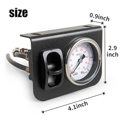 Air Gauge Control Kit in-Cab Single Panel Paddle Valve Switch with Quick Connect Fitting for Air Bag Suspension System 0-180psi - color: Single dial