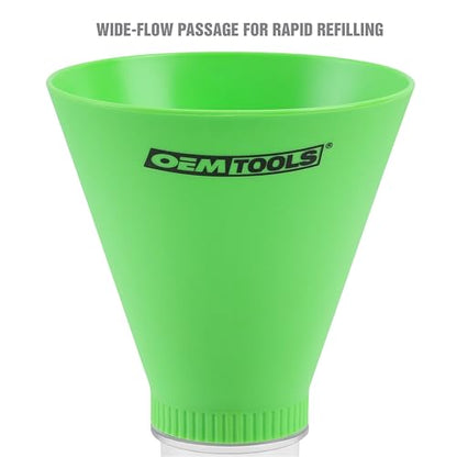 OEMTOOLS 87020 Direct Fit Oil Funnel for Ford, Mazda and Mercury, Transparent Spill Proof Threaded Funnel Oil Filler Tool for Rapid Refills, Green - size: Ford, Mazda and Mercury