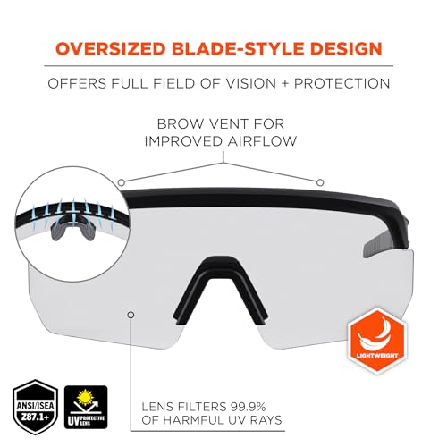 Ergodyne Unisex Skullerz Aegir Anti-scratch & Enhanced Anti-fog Safety Glasses - color: Clear Lens