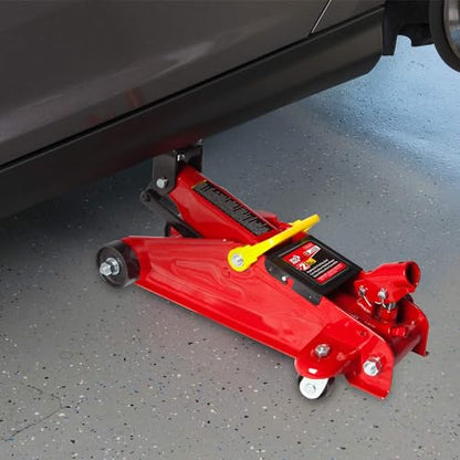 BIG RED 2 Ton Hydraulic Floor Jack, Low Profile Trolley Service Jack with 5.2"-13.3" Lifting Range, Heavy Duty Steel Car Jack for Sport Vehicle, Cars, Red - size: 2 ton