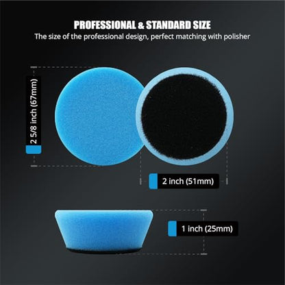 SPTA Blue T60 Moderate-Cut Foam Polishing Pads, 5Pcs 2inch/50mm Sponge Polishing Buffing Pads, Car Foam Detail Polishing Pad Kit for Car Detail Polishing, Small Area Polishing -FPTSS2B - color: 5Pcs Blue T60 Moderate-Cut Pad, size: 2 Inch (50mm)
