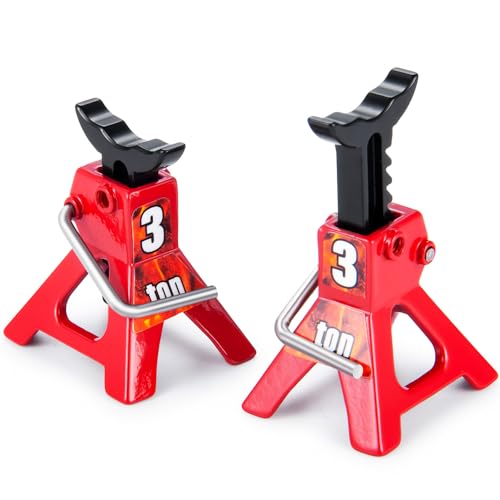 MORLORDY 2Pcs RC Jack Stands 3 Ton Adjustable Height Simulation Jack Stands for TRX4-M SCX24 1/18 1/24 Scale RC Crawler Car