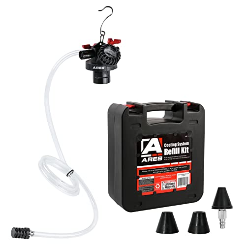 ARES 15027 Coolant Funnel Kit, Tests for Leaks, Refills Fast | Works with most radiator and coolant bottlenecks.
