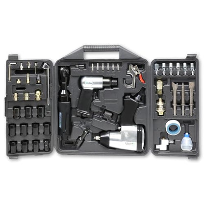 DYNAMIC POWER 50 Pieces Air Tool Kit. 1-1/2'' Impact Wrench, 1-3/8'' Ratchet Wrench, 5-Air Hammer w/Chisels, and other great tool accessories. D-W3-50K